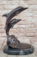 Signed Numbered Bronze Dolphin Sculpture - Jumping Dolphins