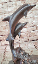 Signed Numbered Bronze Dolphin Sculpture - Jumping Dolphins