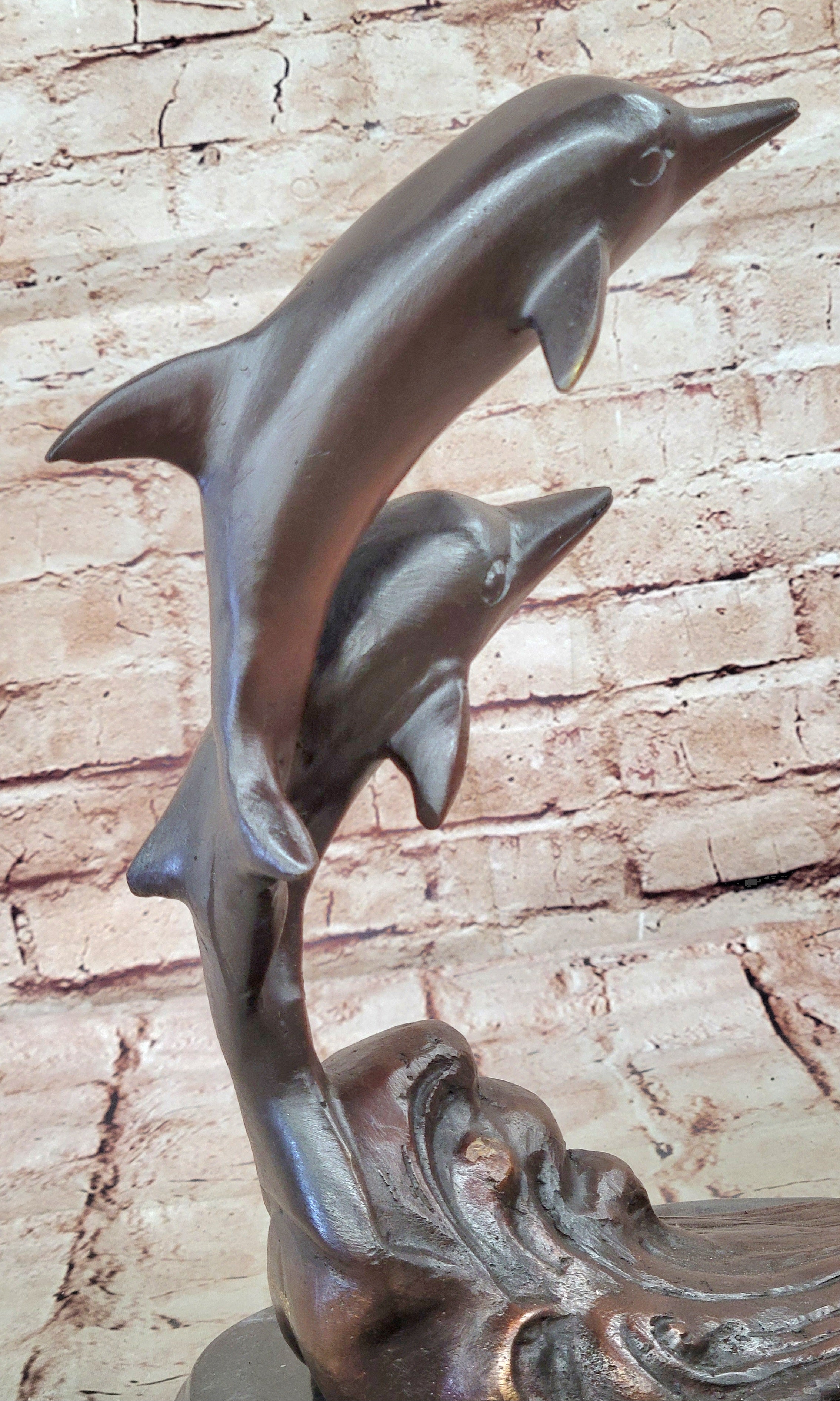 Signed Numbered Bronze Dolphin Sculpture - Jumping Dolphins