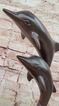 Signed Numbered Bronze Dolphin Sculpture - Jumping Dolphins