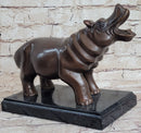 Yawning Hippopotamus - Bronze Sculpture by Mogniez
