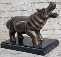 Yawning Hippopotamus - Bronze Sculpture by Mogniez