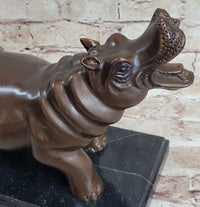 Yawning Hippopotamus - Bronze Sculpture by Mogniez