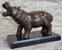 Yawning Hippopotamus - Bronze Sculpture by Mogniez