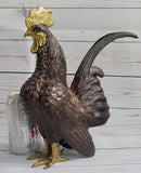 Rooster Bronze Metal Sculpture Moigniez Farm Barn Art 12" x 10"