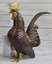 Rooster Bronze Metal Sculpture Moigniez Farm Barn Art 12" x 10"