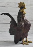 Rooster Bronze Metal Sculpture Moigniez Farm Barn Art 12" x 10"