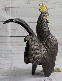 Rooster Bronze Metal Sculpture Moigniez Farm Barn Art 12" x 10"
