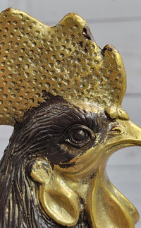 Rooster Bronze Metal Sculpture Moigniez Farm Barn Art 12" x 10"