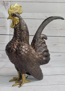 Rooster Bronze Metal Sculpture Moigniez Farm Barn Art 12" x 10"