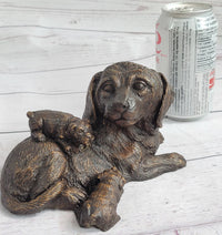Labrador Retriever and Puppy Bronze Sculpture 4" x 8"