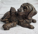 Labrador Retriever and Puppy Bronze Sculpture 4" x 8"