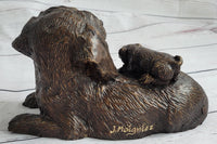 Labrador Retriever and Puppy Bronze Sculpture 4" x 8"