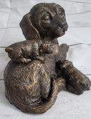 Labrador Retriever and Puppy Bronze Sculpture 4" x 8"