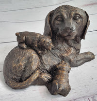 Labrador Retriever and Puppy Bronze Sculpture 4" x 8"