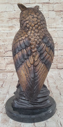 Hot Cast Bronze Owl Bird Sculpture on Marble Base