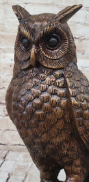 Hot Cast Bronze Owl Bird Sculpture on Marble Base
