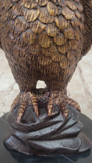 Hot Cast Bronze Miniature Owl Bird Sculpture on Marble Base