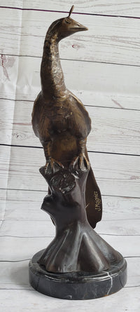 Signed Moigniez Peacock Bronze Sculpture 14" x 8"