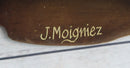 Signed Moigniez Peacock Bronze Sculpture 14" x 8"