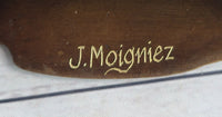 Signed Moigniez Peacock Bronze Sculpture 14" x 8"