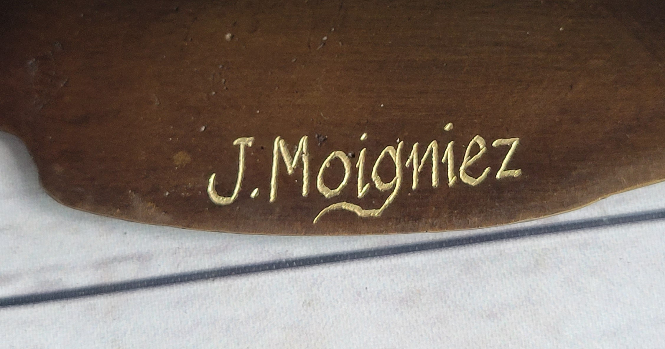 Signed Moigniez Peacock Bronze Sculpture 14" x 8"