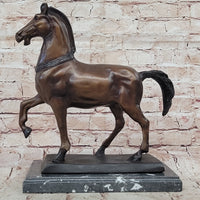 Bronze Horse Sculpture – Elegant Stallion on Marble Base
