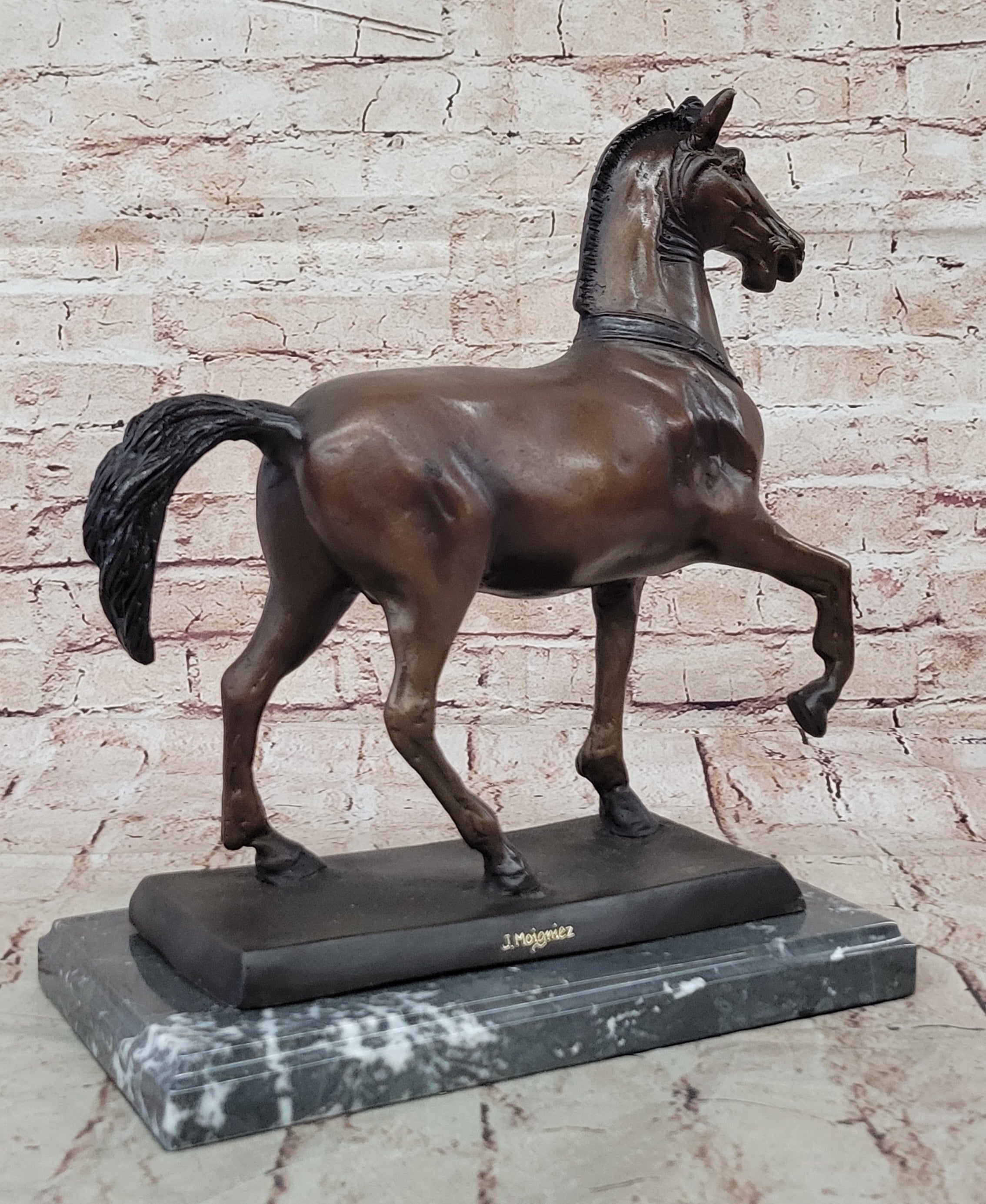 Bronze Horse Sculpture – Elegant Stallion on Marble Base