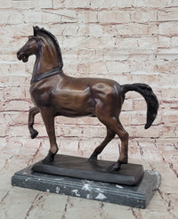 Bronze Horse Sculpture – Elegant Stallion on Marble Base