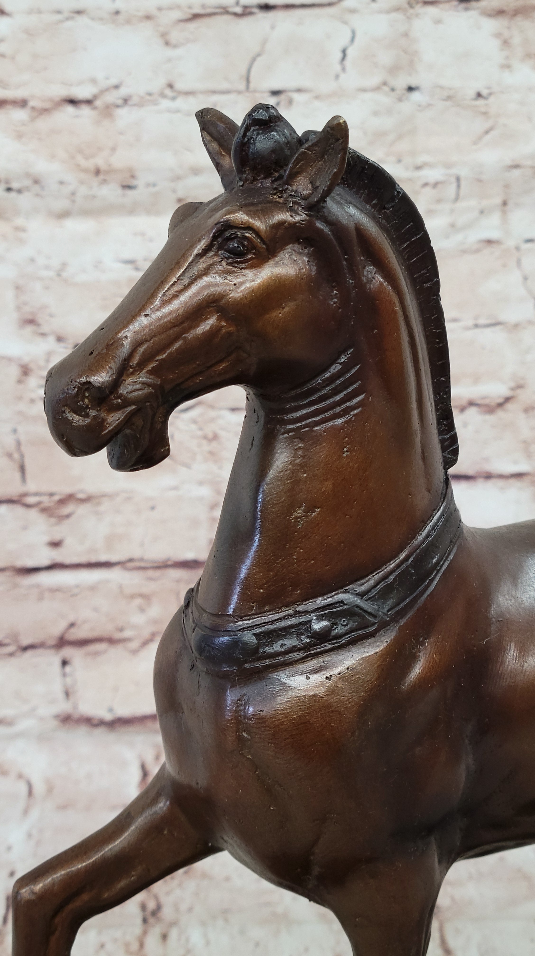 Bronze Horse Sculpture – Elegant Stallion on Marble Base