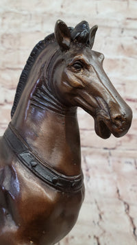 Bronze Horse Sculpture – Elegant Stallion on Marble Base