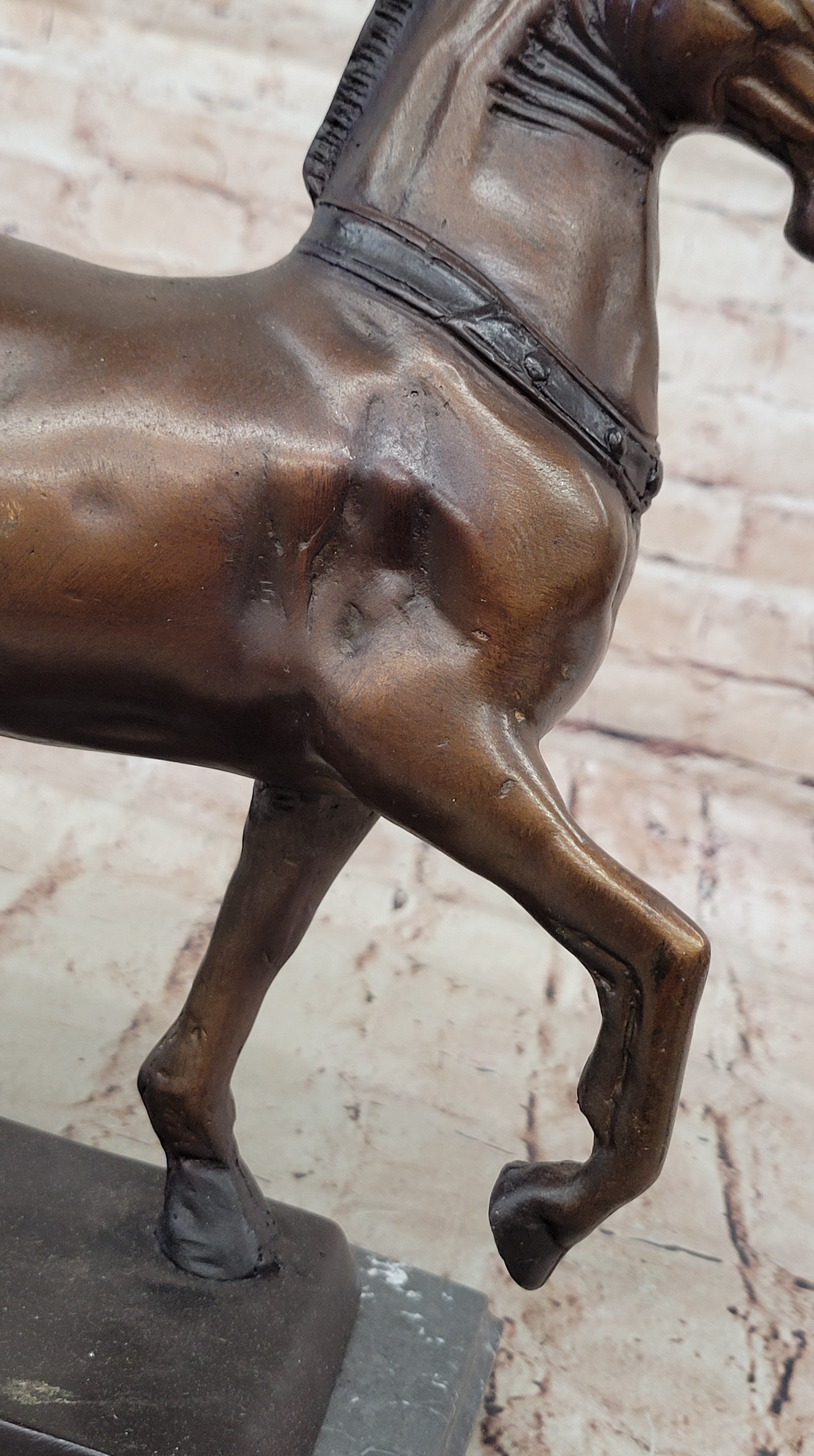 Bronze Horse Sculpture – Elegant Stallion on Marble Base