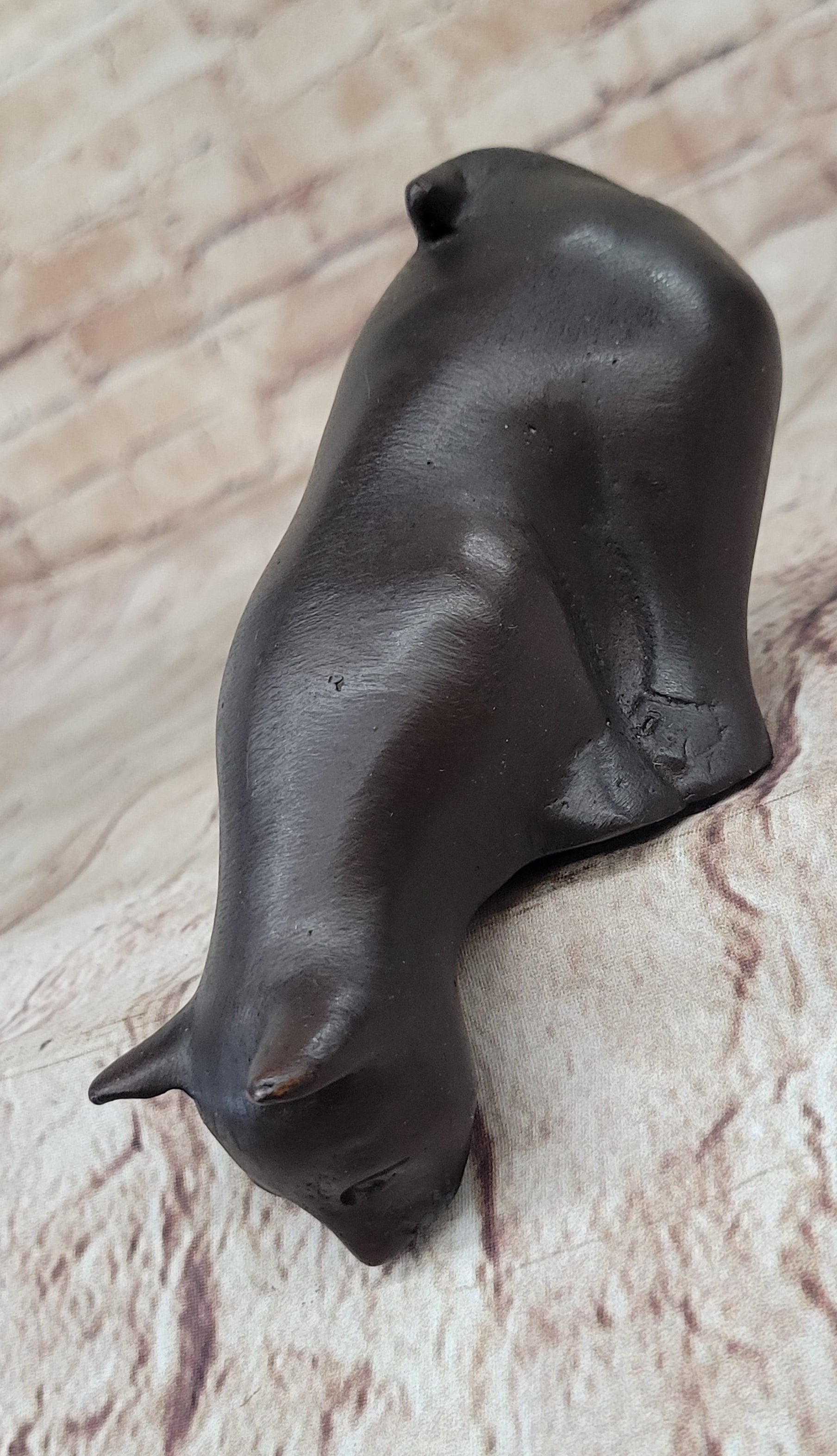 Signed Adorable Cat Bronze Sculpture Hot Cast Lost Wax