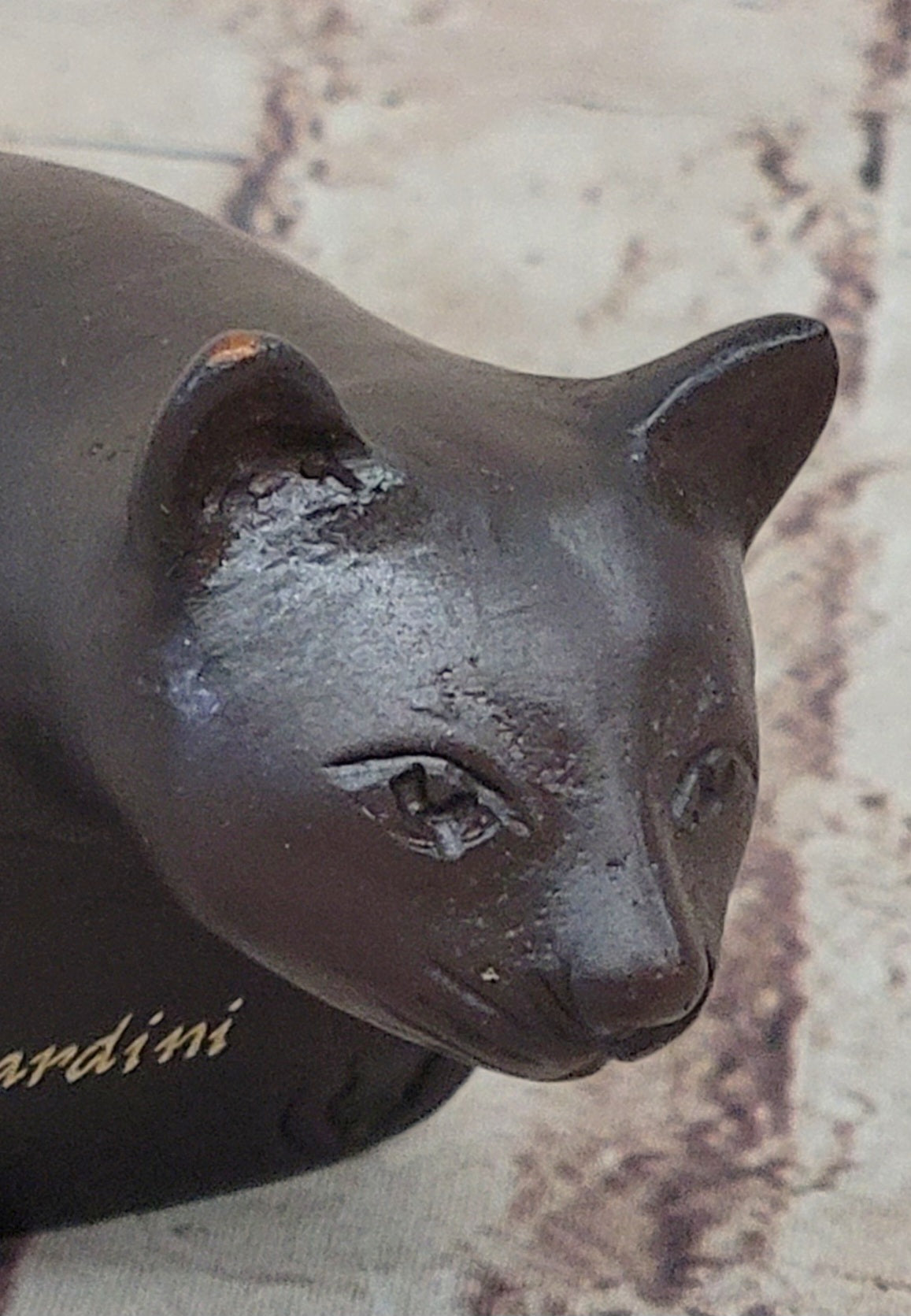 Signed Adorable Cat Bronze Sculpture Hot Cast Lost Wax