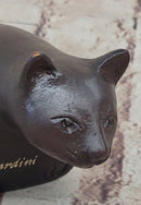 Signed Adorable Cat Bronze Sculpture Hot Cast Lost Wax
