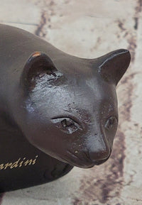 Signed Adorable Cat Bronze Sculpture Hot Cast Lost Wax