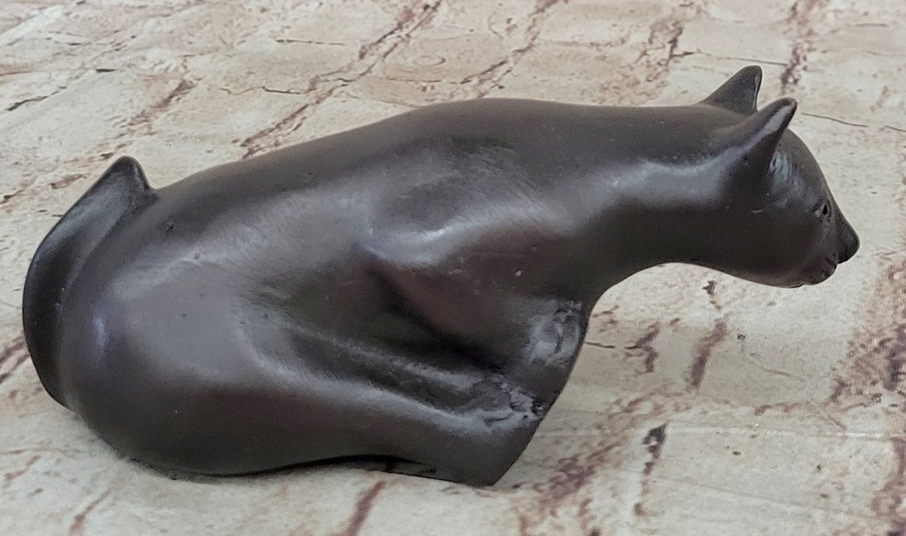 Signed Adorable Cat Bronze Sculpture Hot Cast Lost Wax