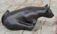 Signed Adorable Cat Bronze Sculpture Hot Cast Lost Wax