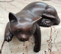 Lazy Cat Bronze – Minimalist Sleeping Kitty Signed Nardini