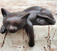 Lazy Cat Bronze – Minimalist Sleeping Kitty Signed Nardini