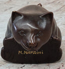 Cat Kitten Sitting on Edge Bronze Sculpture 3" x 6"