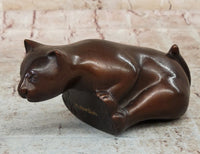 Cat Kitten Sitting on Edge Bronze Sculpture 3" x 6"