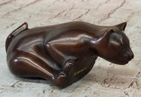 Cat Kitten Sitting on Edge Bronze Sculpture 3" x 6"