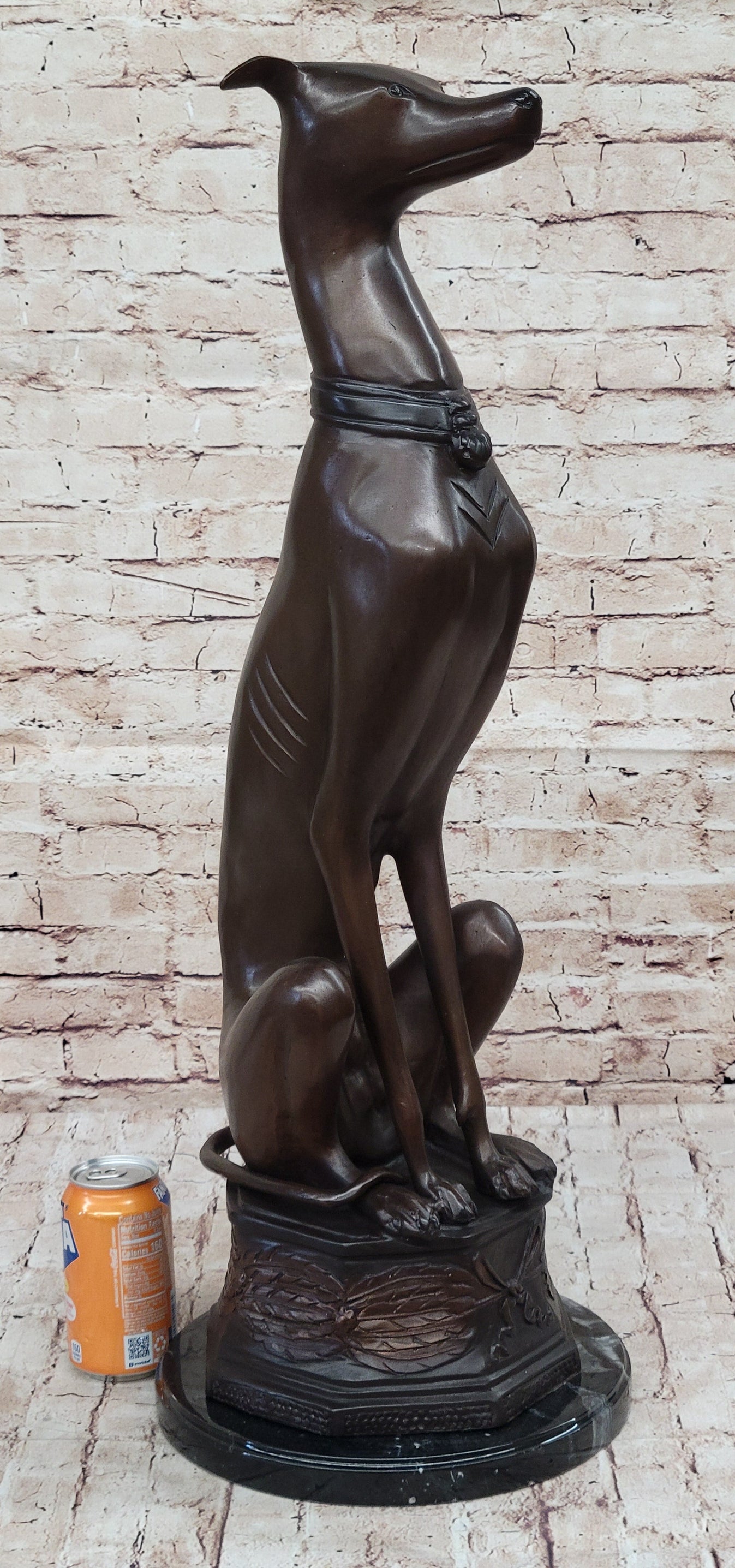 Art Deco Life Size Sitting Greyhound Dog Bronze Sculpture