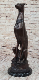 Art Deco Life Size Sitting Greyhound Dog Bronze Sculpture
