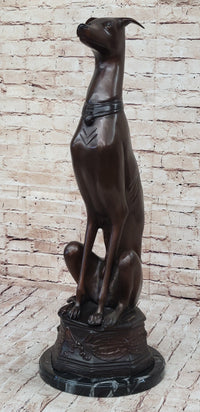 Art Deco Life Size Sitting Greyhound Dog Bronze Sculpture