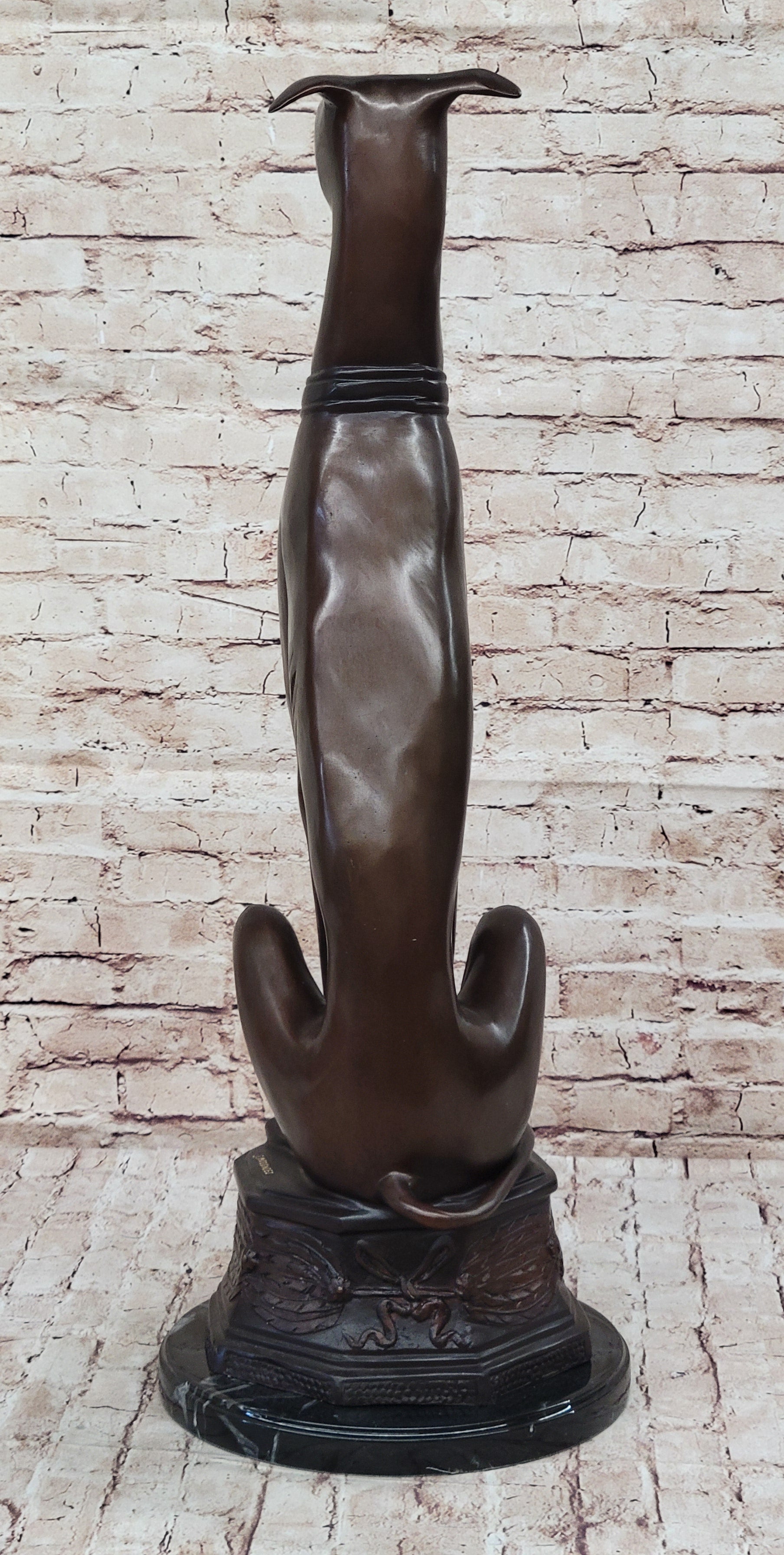 Art Deco Life Size Sitting Greyhound Dog Bronze Sculpture