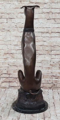Art Deco Life Size Sitting Greyhound Dog Bronze Sculpture