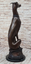Art Deco Life Size Sitting Greyhound Dog Bronze Sculpture