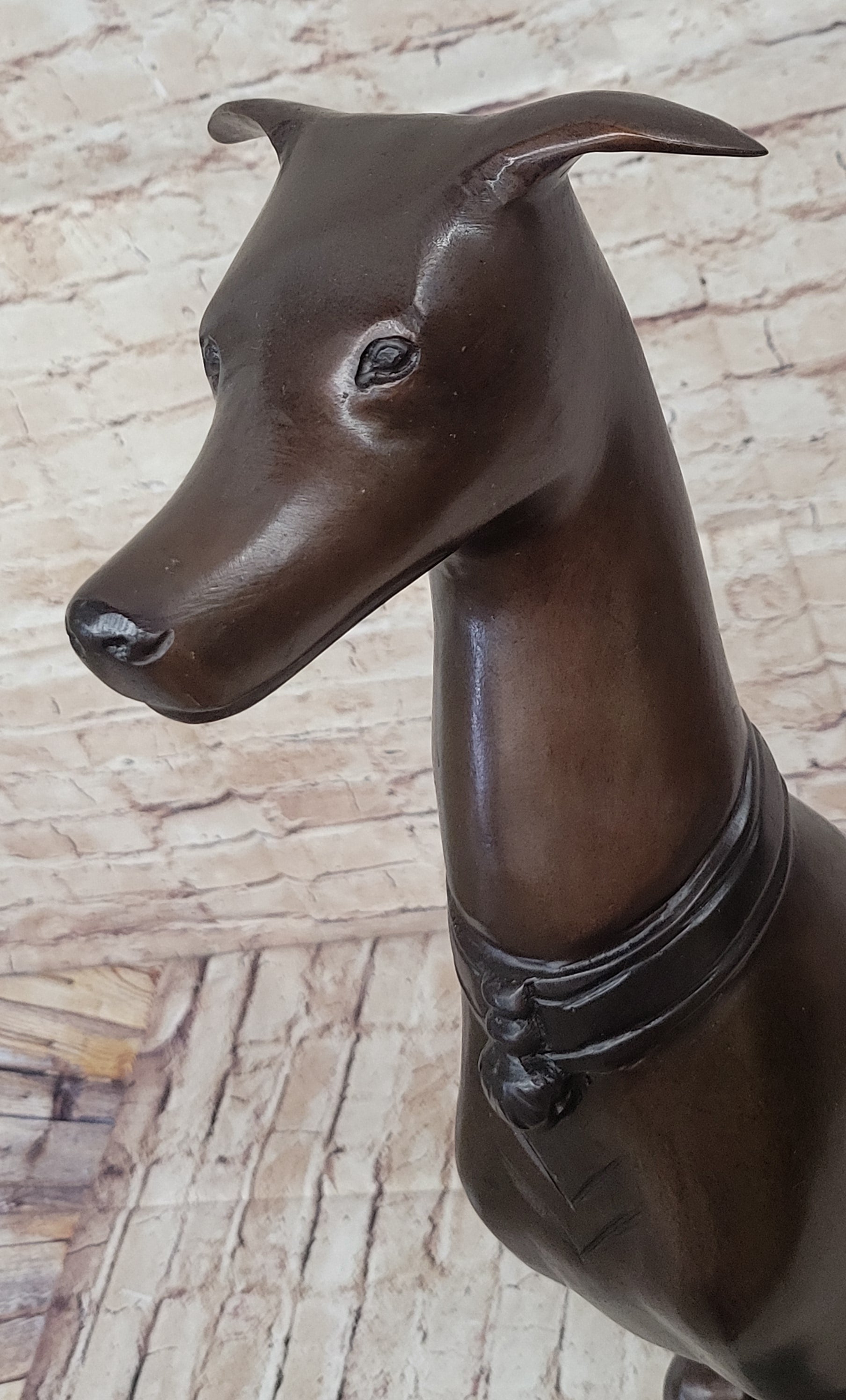 Art Deco Life Size Sitting Greyhound Dog Bronze Sculpture